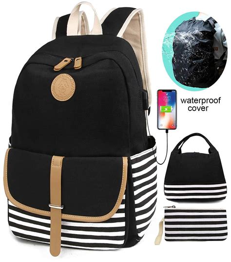 School Backpacks for Women with USB Port and Rain Cover - Woosir