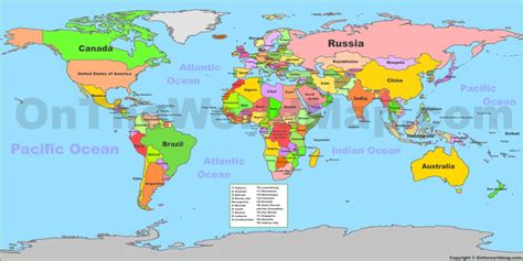 World political map with countries