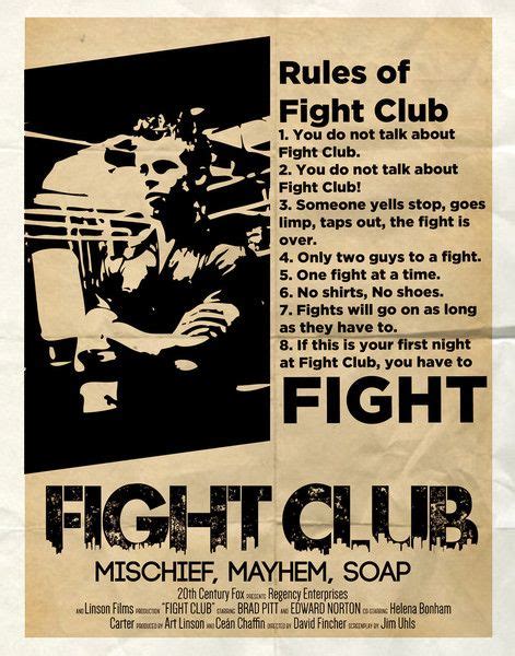 fight club rules Fight Club Quotes, Fight Club Poster, Fight Club 1999, Rules Of Fight Club ...