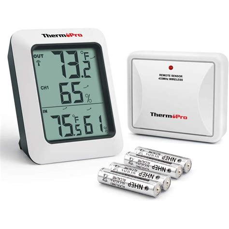 ThermoPro TP60 Wireless Thermometer Indoor Outdoor Digital Thermometer Temperature Humidity ...