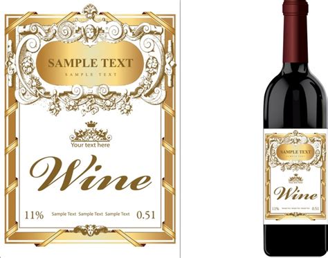 Wine label template luxury golden classical decor Vectors images graphic art designs in editable ...