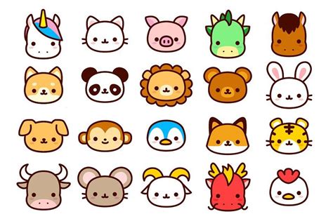 Kawaii Animals Icons | Adesivos bonitos, Mini desenhos, Rabiscos aleatórios