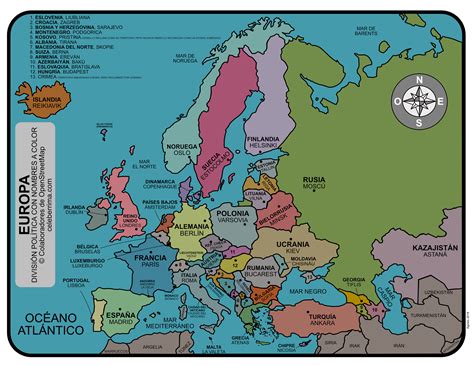 Para llevar gesto Invalidez mapa de europa politico y sus capitales ...