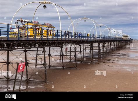 Southport pier with train Stock Photo - Alamy