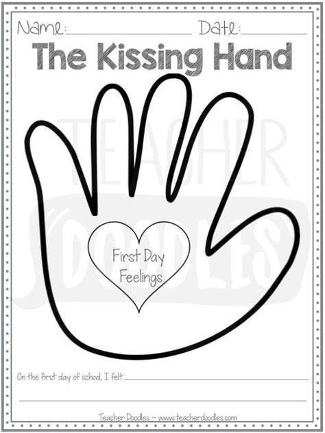 Kissing Hand Writing | The kissing hand, First day of school activities, Lesson plans for toddlers