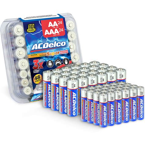 ACDelco AA and AAA Batteries, 48-Count Combo Pack Alkaline Battery, 24 ...