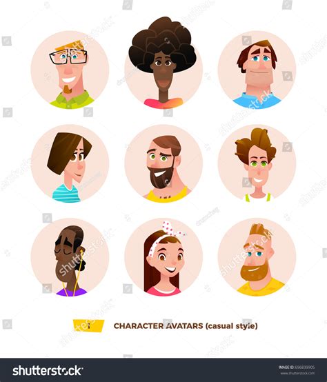 Characters Avatars Cartoon Flat Style Stock Vector (Royalty Free) 696839905 | Shutterstock