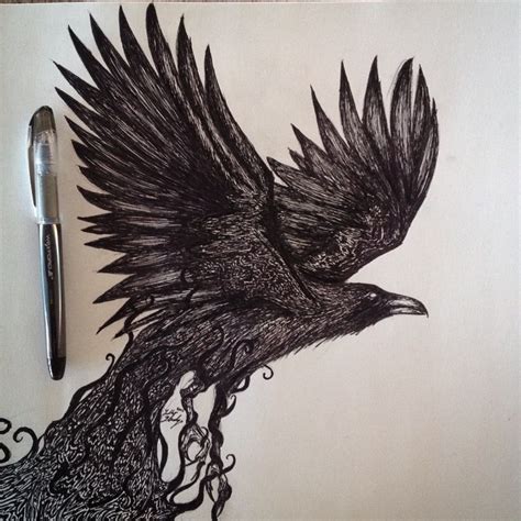 Raven Flying Drawing at GetDrawings | Free download