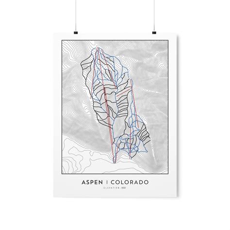 Aspen Ski Map Art Aspen Colorado Topographic Map Ski Decor Gift Ski Trail Map Trail Map Colorado ...