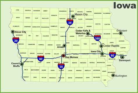 Iowa interstate highway map - Ontheworldmap.com