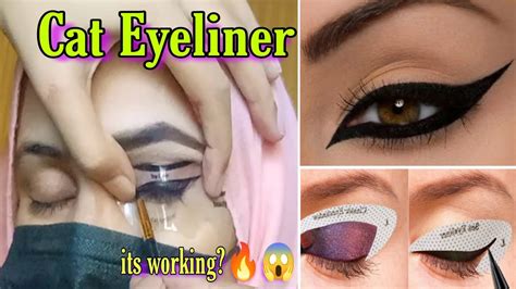 Cat eyeliner stencil review | cat eyeliner stencil tutorial - YouTube