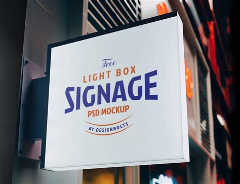 Free Square Light Box Signage Mockup (PSD)