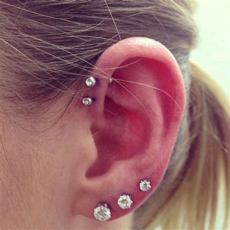 Double forward helix aka what my left ear will look like soon! Tragus Piercings, Body Piercing ...