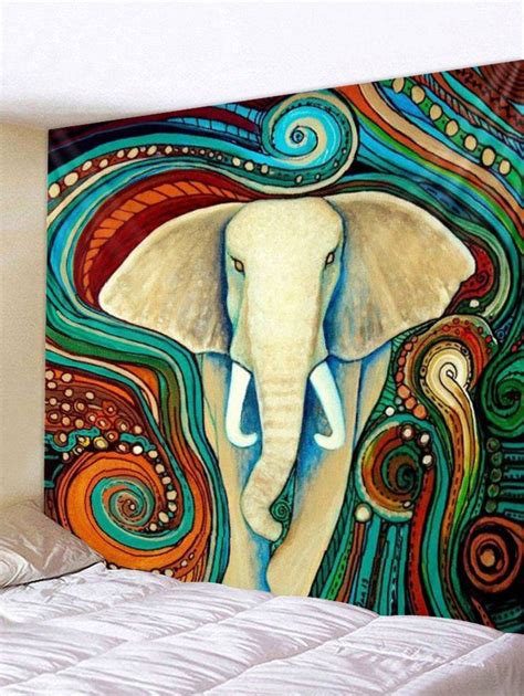 [36% OFF] Bohemian Elephant Print Wall Hanging Decor Tapestry | Rosegal