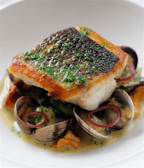 Sea Bass Recipe With Clams & Poached Cod Cheeks - Great British Chefs | Recipe | Fish recipes ...