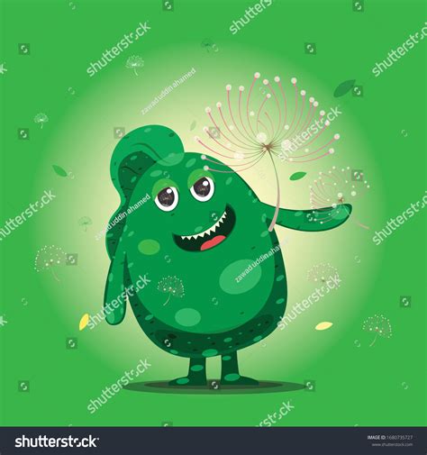 Greencutemonster Drawing Illustrationvector Art Use Cool Stock Vector (Royalty Free) 1680735727 ...