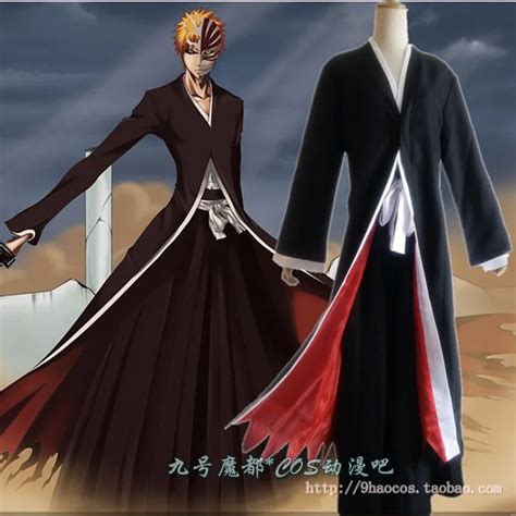 Bleach Cosplay Ichigo Kurosaki Bankai Kimono Costume Soul Reaper Kimono ...