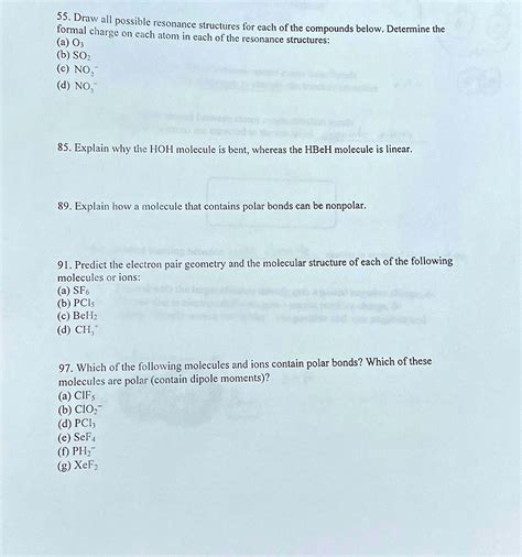 SOLVED: Draw all possible resonance structures for each of the ...