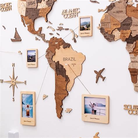 Amazon.com: ENJOY THE WOOD 3D Wood World Map Wall Art Large Wood Wall Décor Housewarming Gift ...