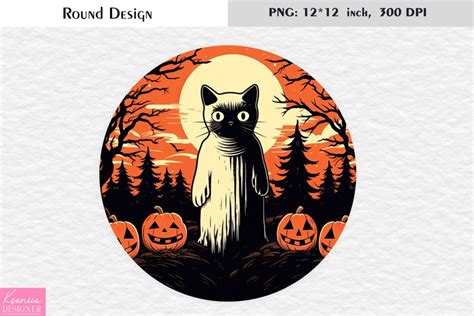 Cute Rertro Cat|Vintage Card|Halloween Funny Round Design