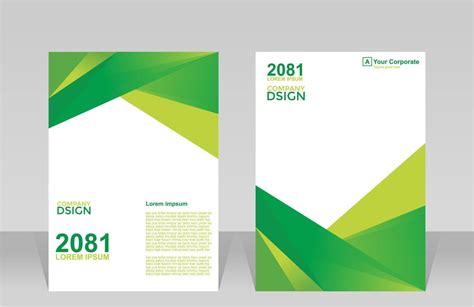 Company Book Cover Modern Design Green Color Vector White Background ...