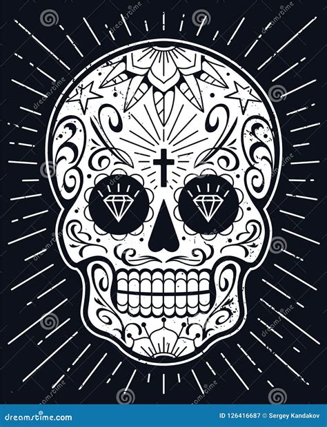 Vector Mexican Skull with Patterns Stock Vector - Illustration of holiday, decoration: 126416687