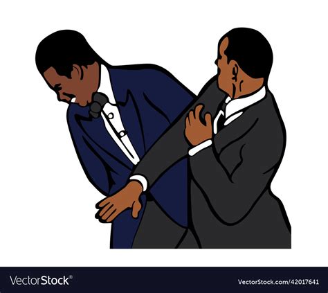 Will smith slaps chris rock in oscars Royalty Free Vector