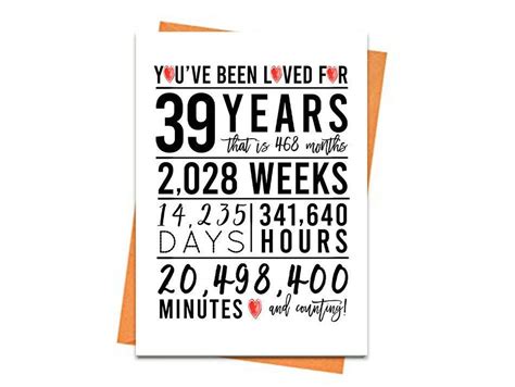 39th Birthday Card Printable Birthday Card 39th Birthday - Etsy | 65th birthday cards, Birthday ...