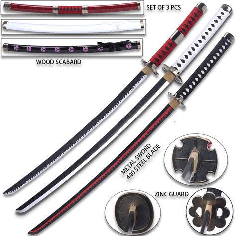 One Piece Sword Set 3 Katana Roronoa Zoro STEEL Shusui Yubashiri Sandai Kitetsu - Edge Import