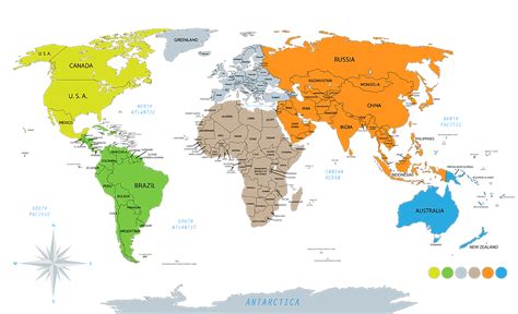 Map Of Continents With Countries - Alanna Leontyne