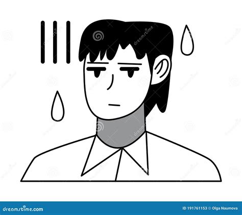 Manga Calm Man Character Face Drawing with Drops Around Stock Vector - Illustration of doodle ...