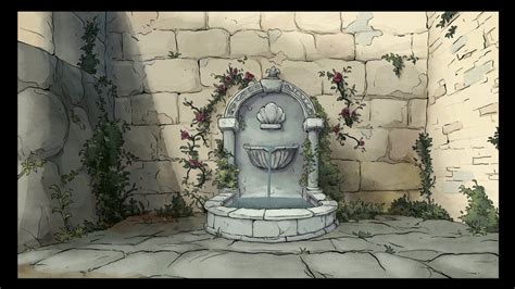 Castle Courtyard Fountain | Castle art, Animation background, Courtyard fountains