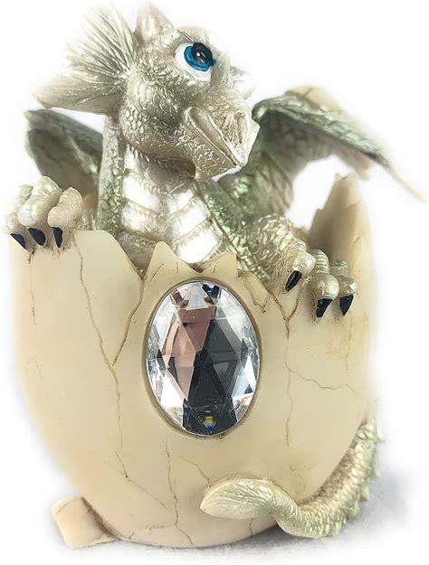 Amazon.com: Ain’t It Nice Dragon Egg Statue April Birthstone Faux Diamond Dragon Baby Hatchling ...