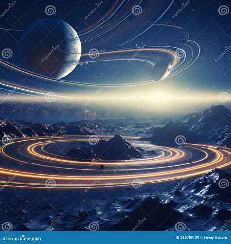 Futuristic Saturn: Rings in Futurism Style Stock Illustration ...