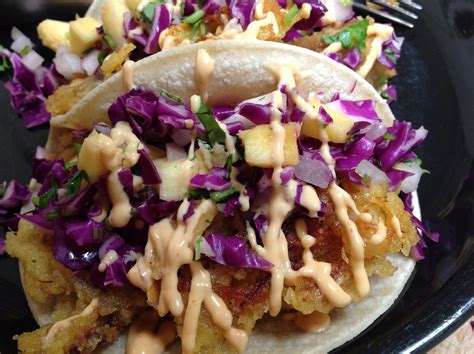 Gluten Free Fried Calamari tacos with a Mango Slaw | Fried calamari ...