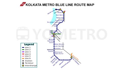 Kolkata Metro Blue Line Route Map - YoMetro