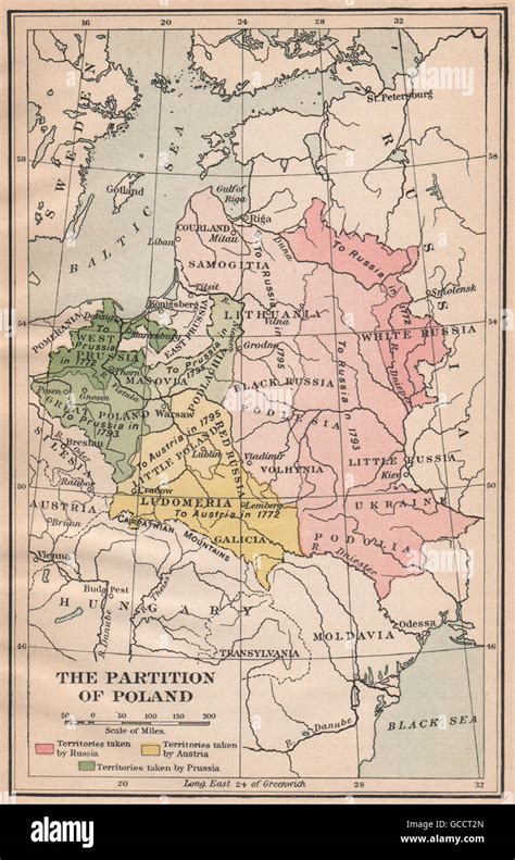 THE PARTITION OF POLAND. To Prussia Russia & Austria in 1772 1793 1795, 1917 map Stock Photo - Alamy