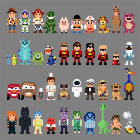 Pixar Characters 8 bit by LustriousCharming on DeviantArt