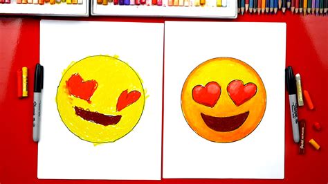 How To Draw Heart Eyes Emoji - Art For Kids Hub