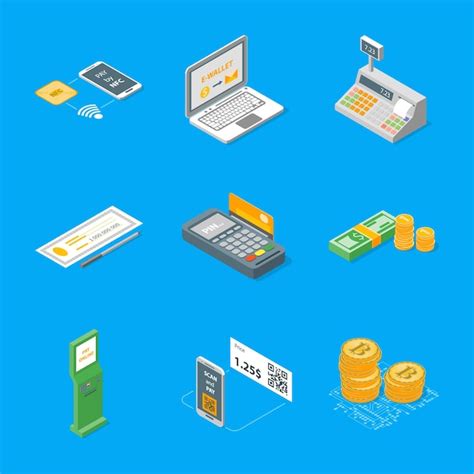 Premium Vector | Payment Methods Icons Set Isometric View Vector