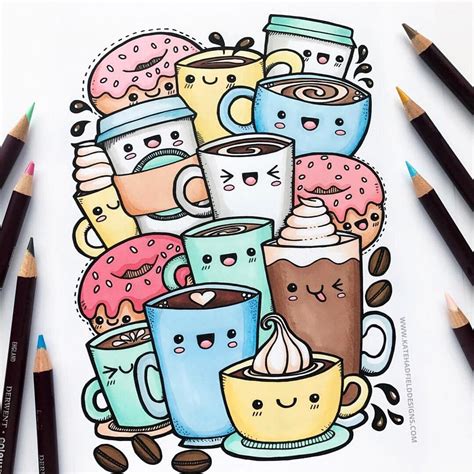 I finally got round to scanning my Kawaii Coffee doodle and turning it into a colouring page ...