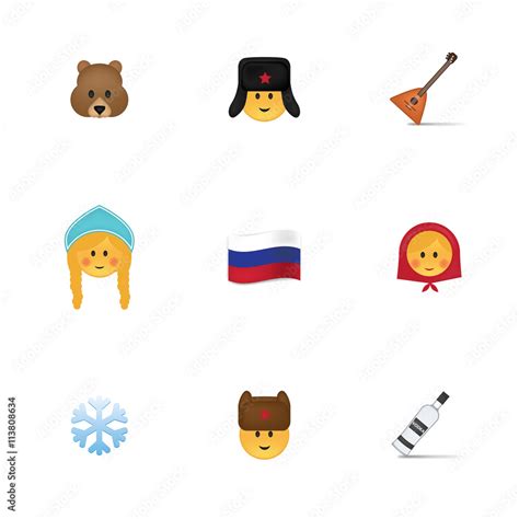 Set of russian outline emoticon vector isolated on white background. Emoji vector. Smile icon ...