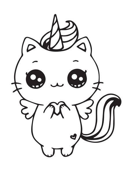 Unicorn Cat Coloring Pages Printable for Free Download