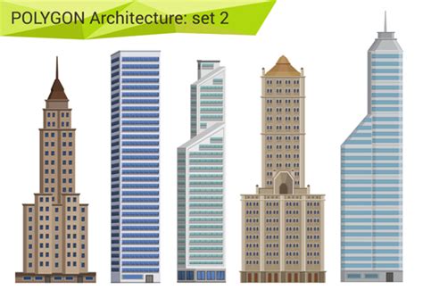 Polygonal architecture design vector set 02 free download