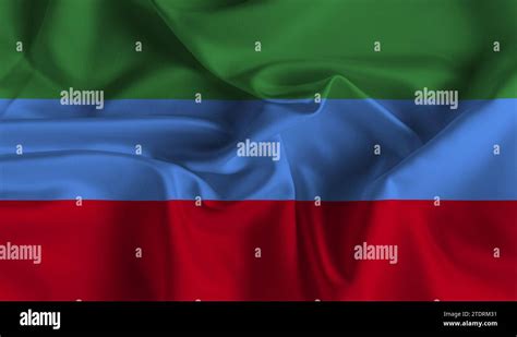 High detailed flag of Dagestan. National Dagestan flag. 3D illustration Stock Photo - Alamy