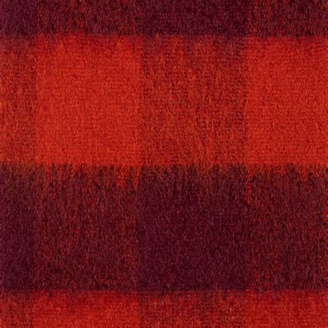 Red Block Mohair Brished Fabric | Lochcarron of Scotland