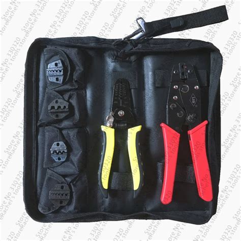 Hand crimping tool set with cable stripper and exchangeable dies,crimping tool kit for crimping ...