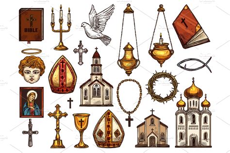 Christianity religion symbols | Custom-Designed Illustrations ~ Creative Market