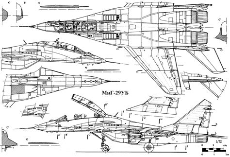 Mikoyan MiG-29M Blueprint - Download free blueprint for 3D modeling