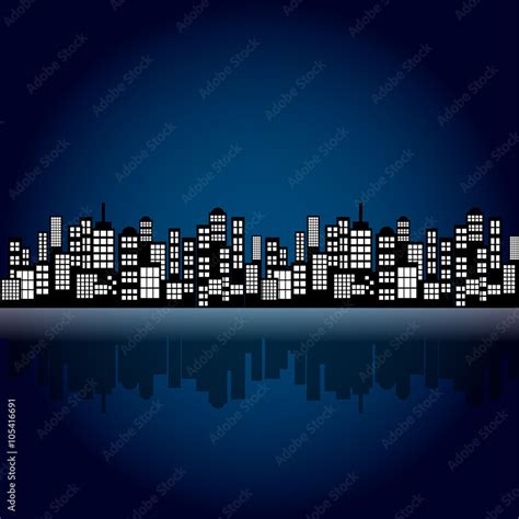 Style Cartoon Night City Skyline Background. Stock Vector | Adobe Stock